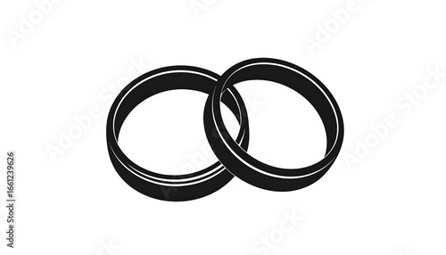 Simple black and white illustration of two interlocking rings