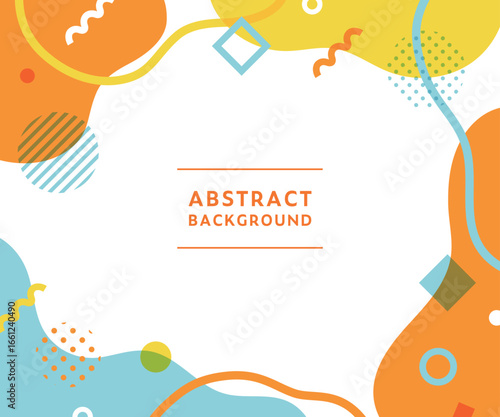 メンフィス柄・幾何学模様・抽象的な背景フレームのイラスト　ポップ　デザイン　アブストラクト　素材　枠