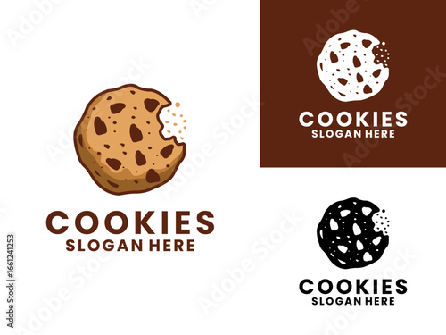 Cookies bitten at the end logo design vector. Biscuit Cookies logo icon template
