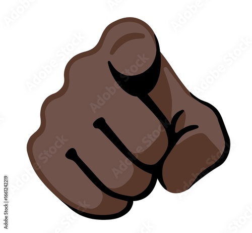 single hand with the index finger extended, pointing directly forward as if singling someone out