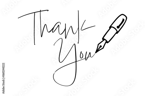 Thank You - 手書き風の筆記体で書いたThank You（ありがとう）の文字（カリグラフィー）
