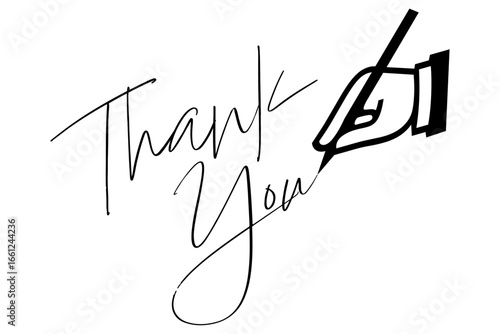 Thank You - 手書き風の筆記体で書いたThank You（ありがとう）の文字（カリグラフィー）
