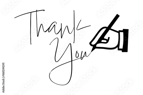 Thank You - 手書き風の筆記体で書いたThank You（ありがとう）の文字（カリグラフィー）
