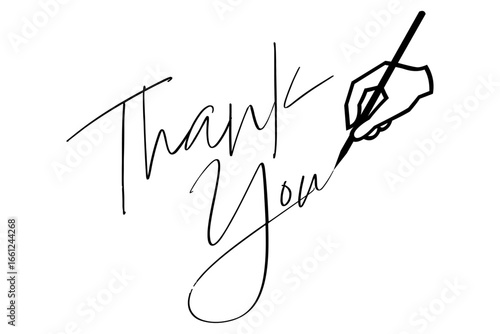 Thank You - 手書き風の筆記体で書いたThank You（ありがとう）の文字（カリグラフィー）
