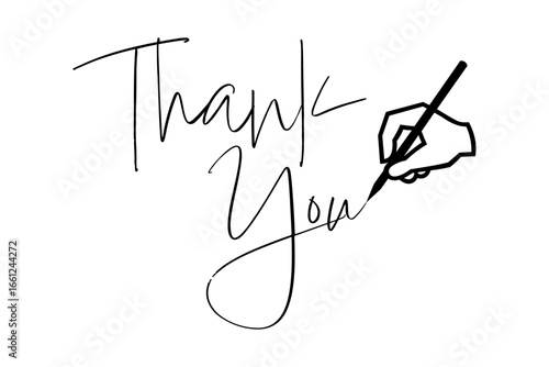 Thank You - 手書き風の筆記体で書いたThank You（ありがとう）の文字（カリグラフィー）
