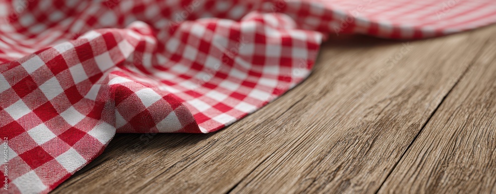 Obraz premium The Tablecloth Draped Across a Rustic Wooden Table in Cozy Kitchen