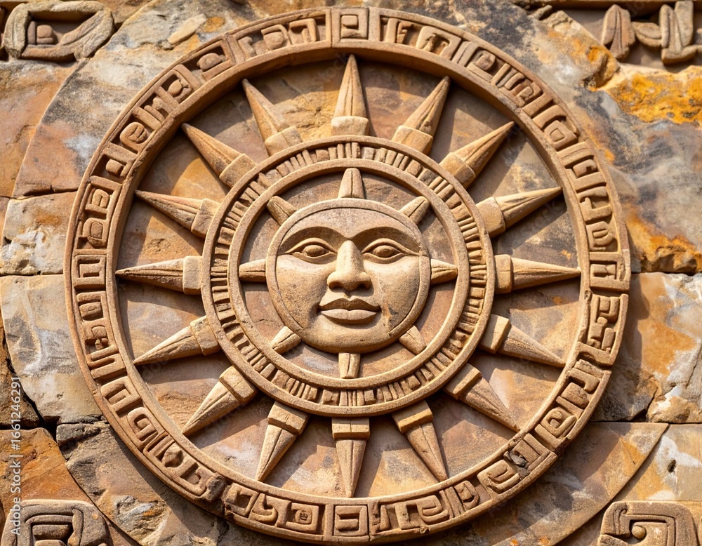 Obraz premium Symbolic sun stone texture