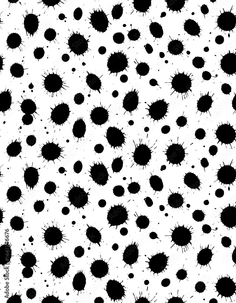 Fototapeta premium Ink splatter pattern, seamless design, white background