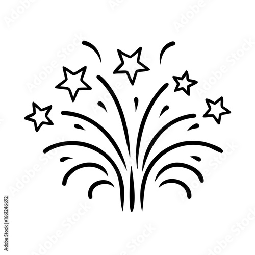 Fireworks explosion displaying stars for Diwali celebration  