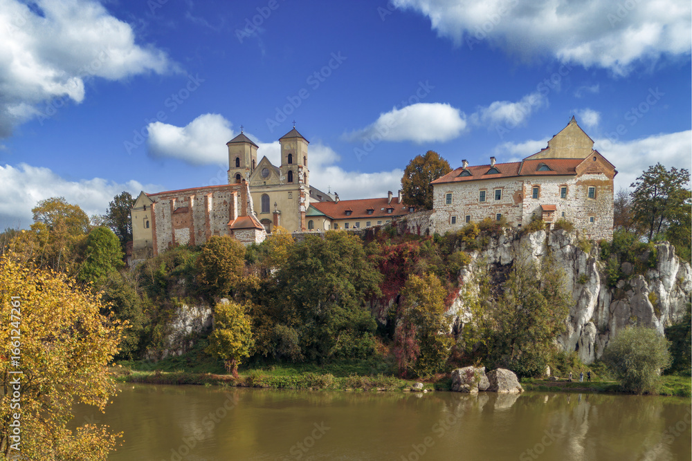 Obraz premium Aerial view of Tyniec Abbey by Vistula River