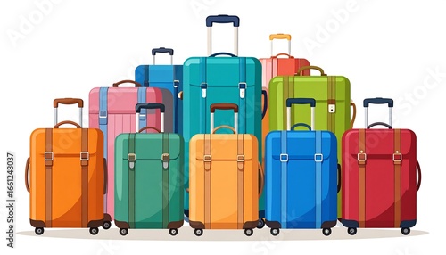 Colorful Suitcases Stacked, Travel Preparation