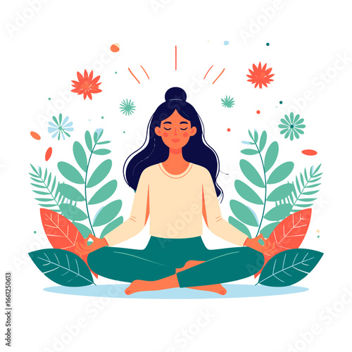 Woman Meditating in Peaceful Nature Setting Mindfulness, Yoga, and Inner Peace