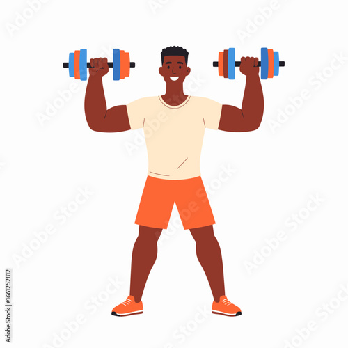 Strong Man Lifting Dumbbells Fitness, Exercise, Workout, Health, Strength