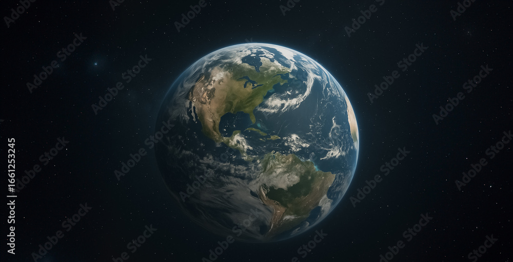 Obraz premium Vibrant Earth: Capturing the breathtaking detail of Earth from space, the image showcases the planet's diverse continents, oceans, and atmospheric beauty.