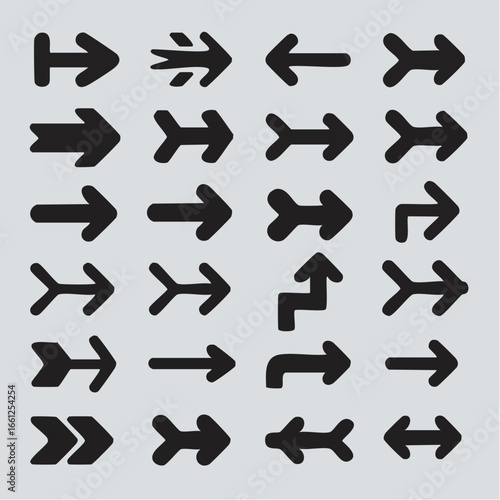 Firefly Clean and simple Arrow Icons Collection Diverse Black Silhouette Design, Flat Vector Set for Minimalist Shape Packs