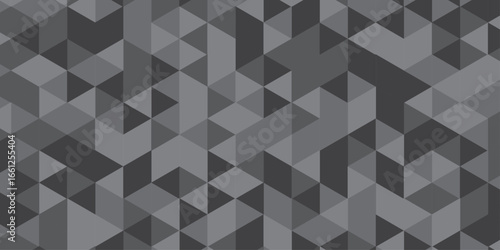 Modern triangle mosaic black and gray  Background. Overlap random vector element. Business polygonal texture. Abstract low polygon Geometric banner wall background. Seamless Abstract polygon.