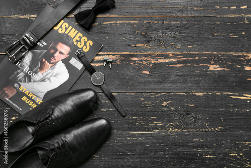 Magazine with male shoes an...