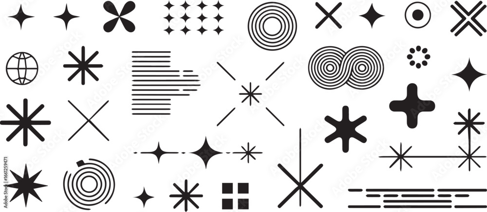 Fototapeta premium abstract geometric vector symbols set collection for graphic design seamless decorative elements