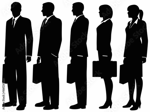 Side Profile Business Team Silhouettes