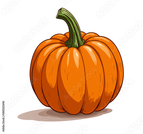 Autumnal Pumpkin Illustration in Warm Orange