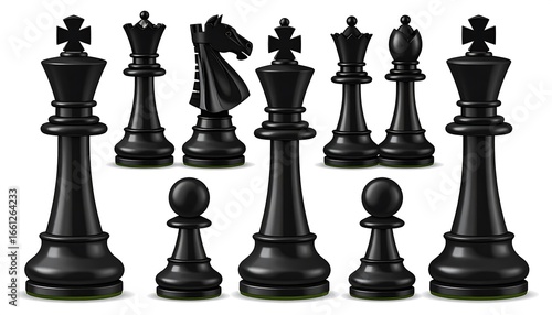 Chess pieces black set vector illustration