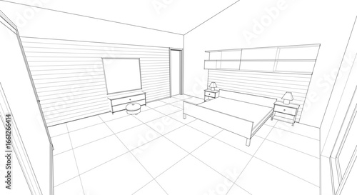 bedroom interior 3d illustration concept