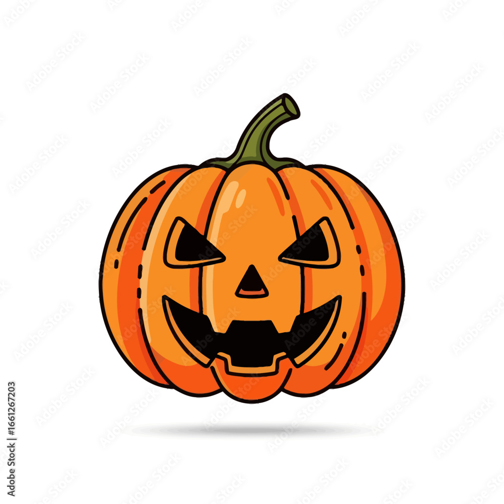 Fototapeta premium Colorful Outline Spooky Pumpkin Jack O Lantern Illustration Graphic Element