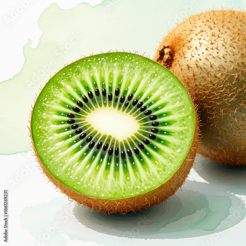 Fresh Kiwi Slice on Pastel Green Background