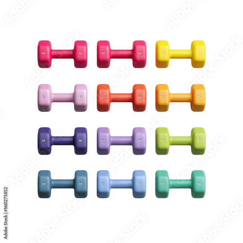 Colorful Set of Dumbbells for Fitness and Exercise