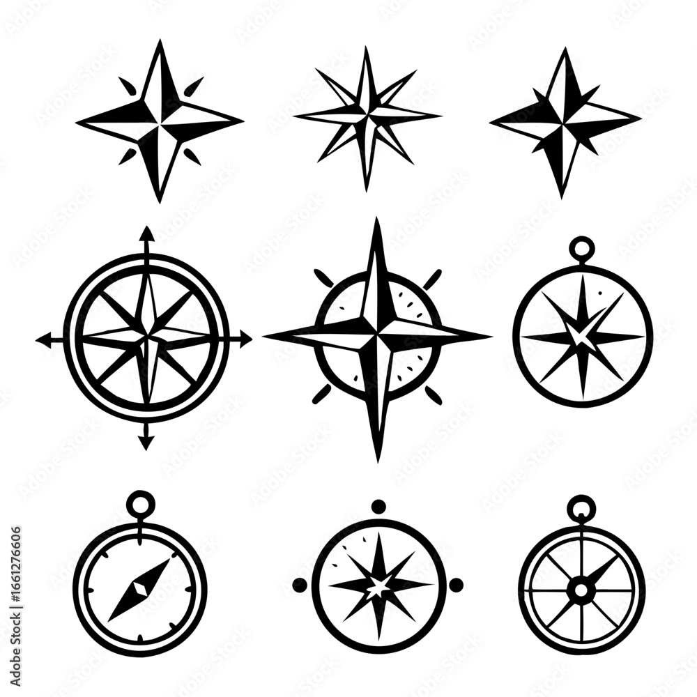 Obraz premium Compasses icons set vector illustration design