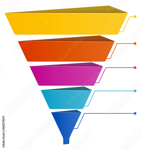 Sales funnel diagram with 5 elements, business infographic design template