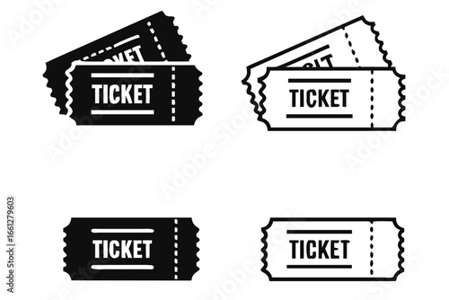 Ticket icon isolated on white background. Vector illustration.