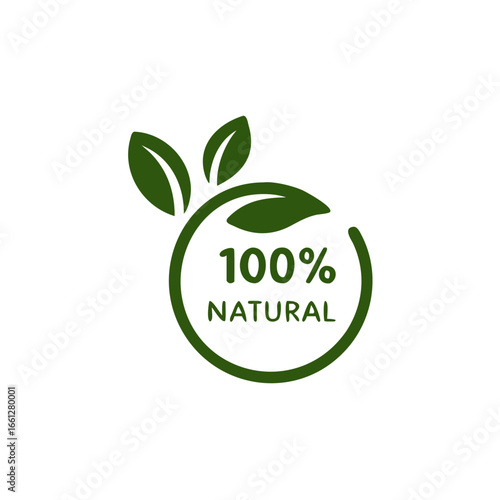 100% natural vector logo design. 100% natural icon for product food , vector illustration