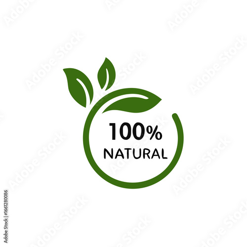 100% natural vector logo design. 100% natural icon for product food , vector illustration