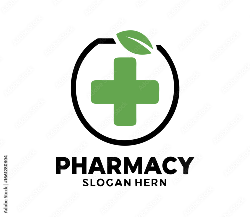 Obraz premium Pharmacy Logo Medicine blue vector. Eco Medical clinic