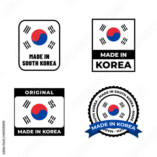Made in Korea Flag Badge & Label Vector Collection