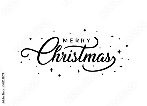 Merry Christmas vector text Calligraphic Lettering design card template. Winter holidays related typographic quote. Vector illustration.