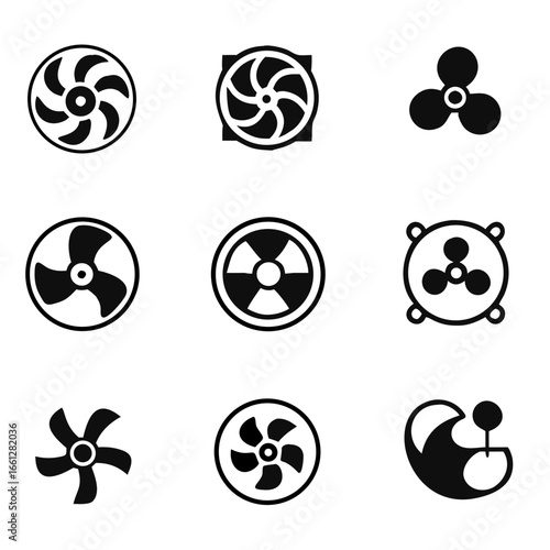 Collection of fan icon. symbols isolated on a white background. Vector illustration. Editable stroke
