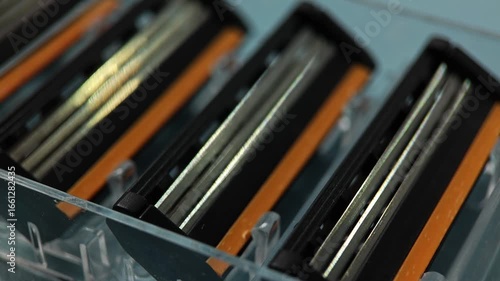 Razor Blades CloseUp of Sharp Shaving Cartridges for Personal Grooming.