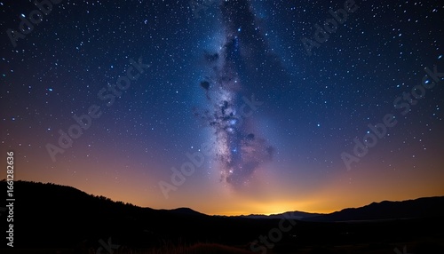 Wallpaper Mural Stunning Night Sky with Milky Way, Stars, and Silhouetted Mountains in Vibrant Colors Torontodigital.ca