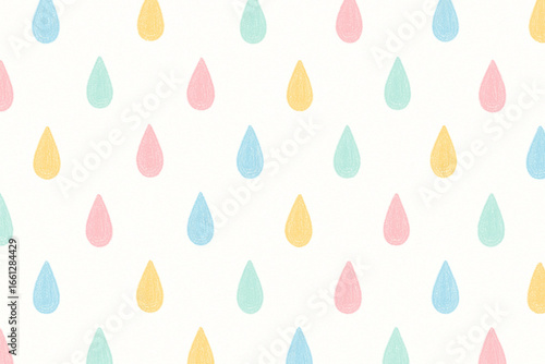 Pastel hand-drawn raindrops seamless background