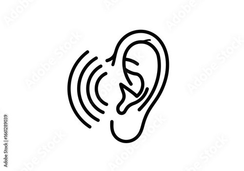 Ear with sound waves illustration symbolizing hearing and sound perception