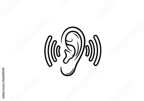 Ear with sound waves illustration emphasizing hearing and audio perception