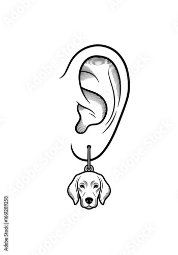 Earring featuring a dog head charm, symbolizing affection for pets and playful personality
