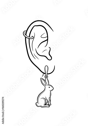 Earring featuring a rabbit charm, symbolizing playfulness and a love for nature