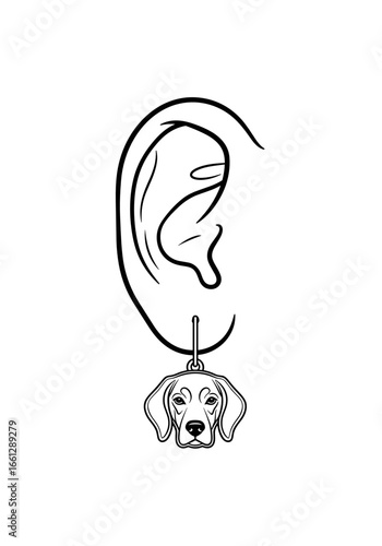 Earring shaped like a dog, symbolizing love for pets and playful personality