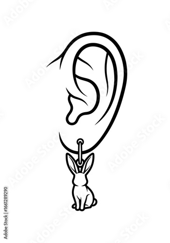 Earring shaped like a rabbit, symbolizing playfulness and a love for animals