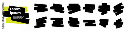 set of marker black stroke design element for flyer, poster or cover