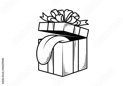 Gift box with a tongue sticking out, symbolizing surprise, playfulness, and humor