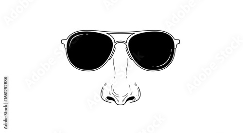 Nose and sunglasses illustration, symbolizing style, individuality, and fun